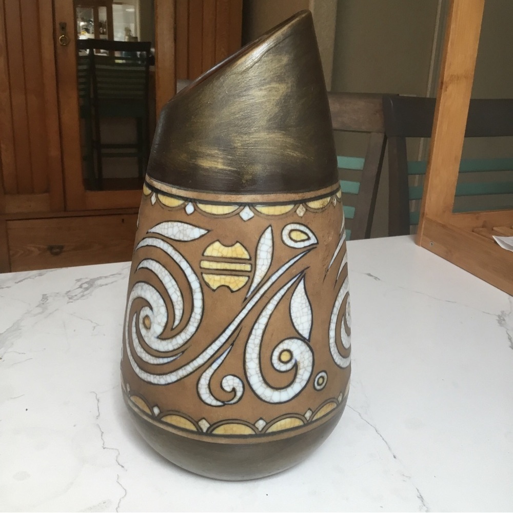 Formalities by Baum Bros 11” Copper Swirl Collection Ceramic Vase